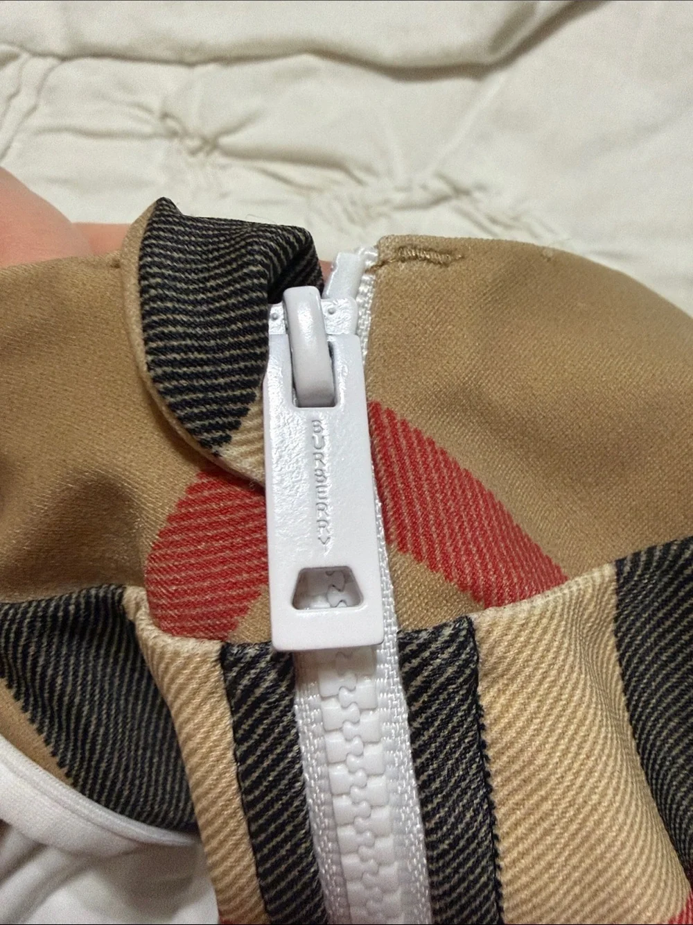 Burberry Beige, Black & Red Check High-Neck Kids One-Piece Swimsuit - Picture 4 of 6